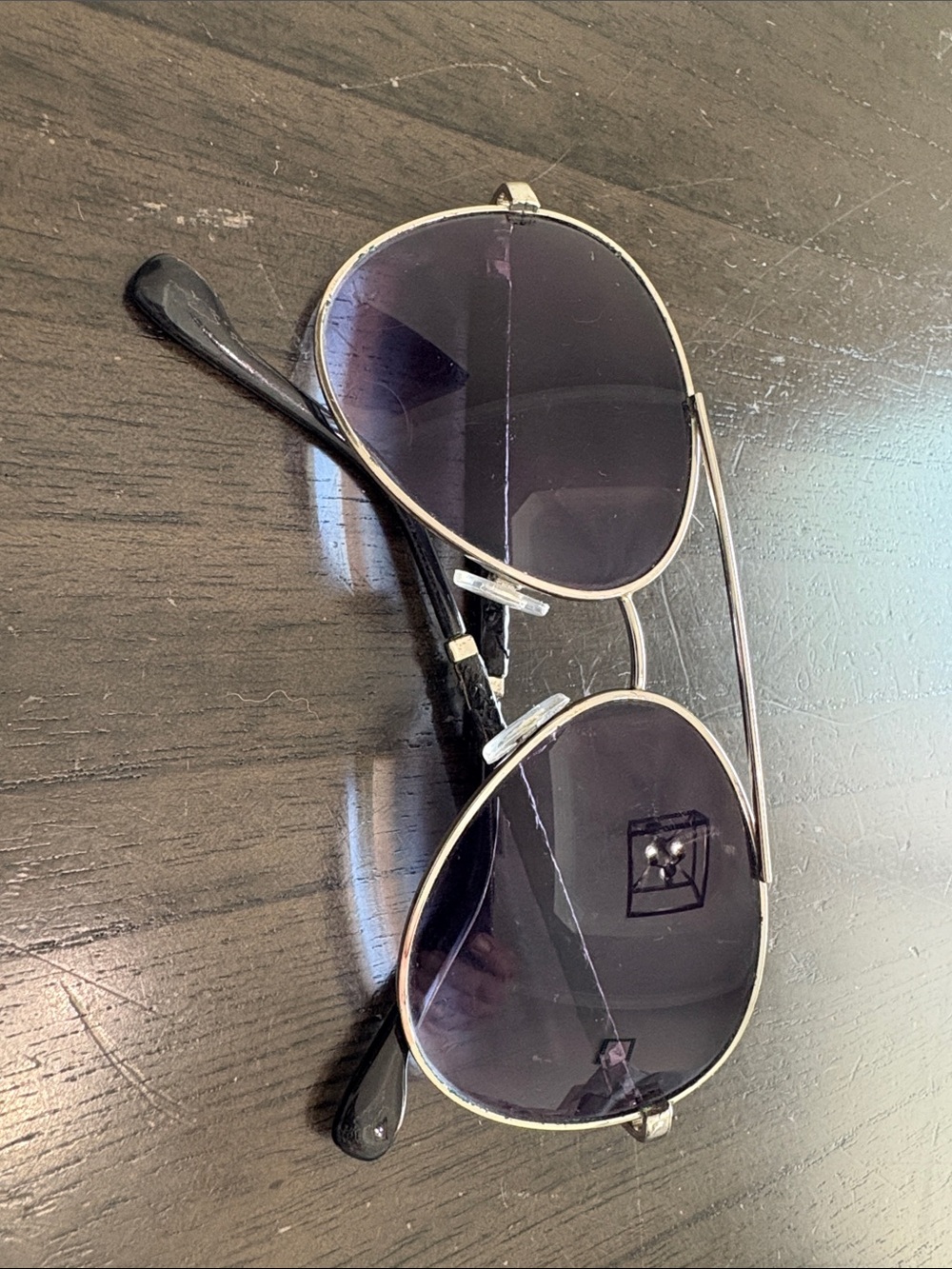 Brighton Silver Aviator Sunglasses with Black Temples and Dark Lenses